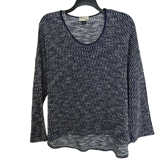 Say What NY Navy Blue Geometric Print Plus Size Sweater - Size 3X - Scoop Neck - Picture 1 of 5